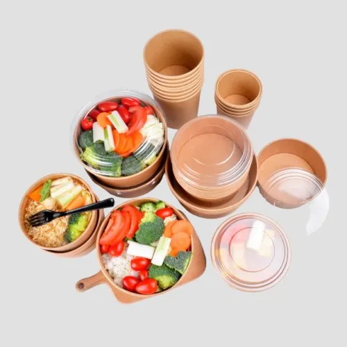 Disposable kraft paper salad bowls