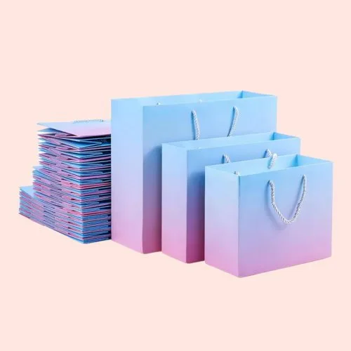 Luxury paper gift bags with ribbon handles