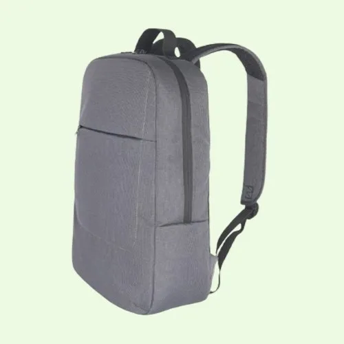 Recycled-material laptop backpack seen from the side