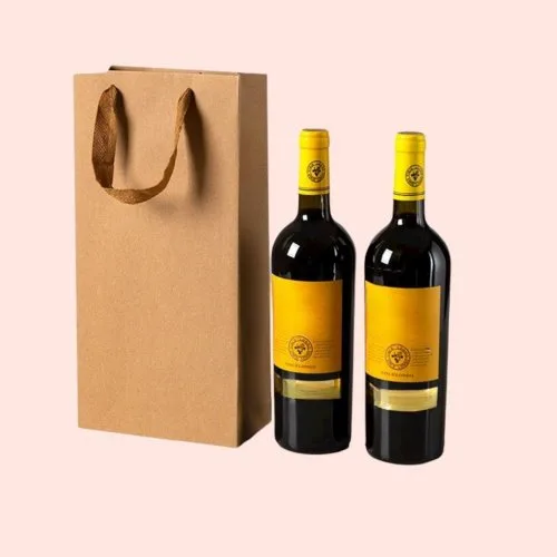 Kraft wine packaging box for a single bottle