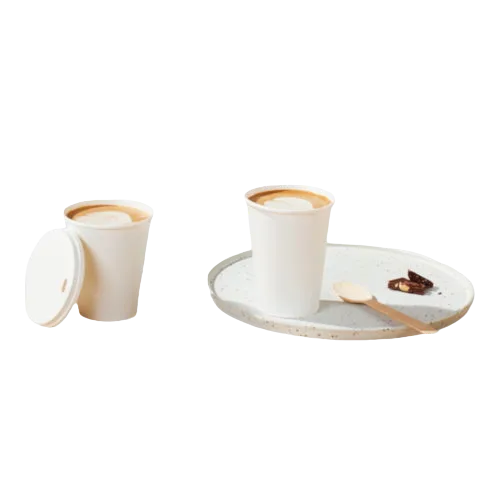 Two kraft paper cups for hot drinks