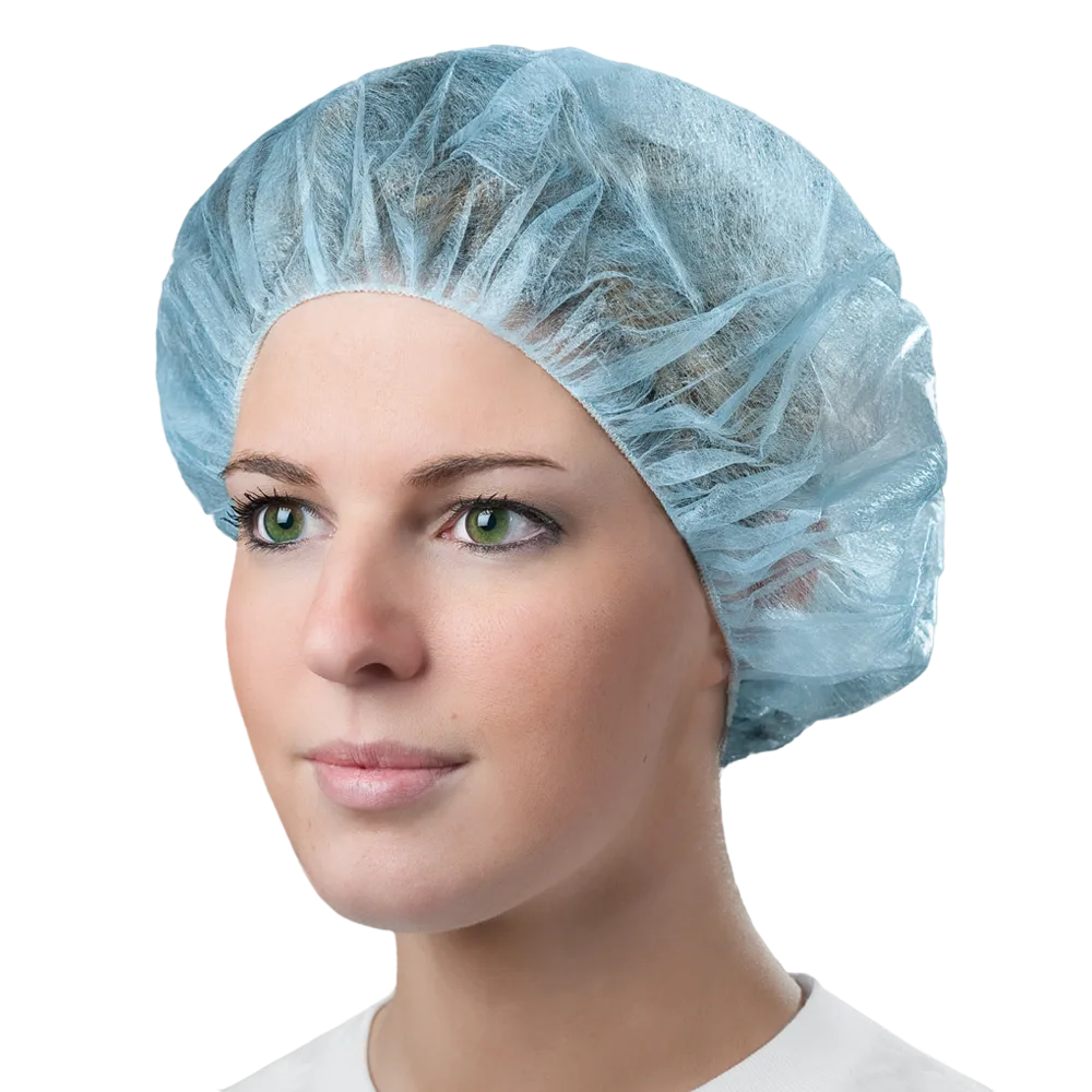 White pleated disposable bouffant cap