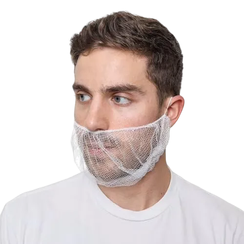 White disposable beard cover