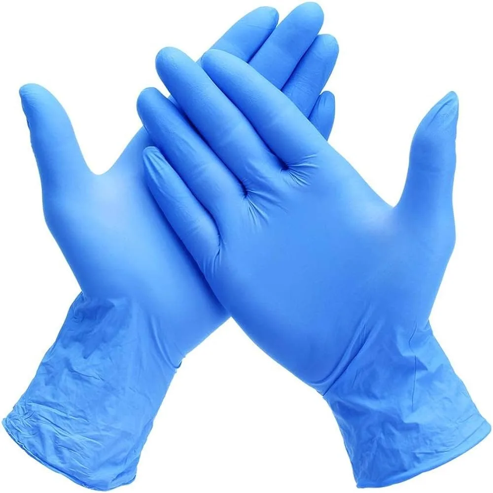 Box of blue powder-free nitrile gloves