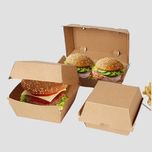 Kraft burger boxes holding burgers for take-out