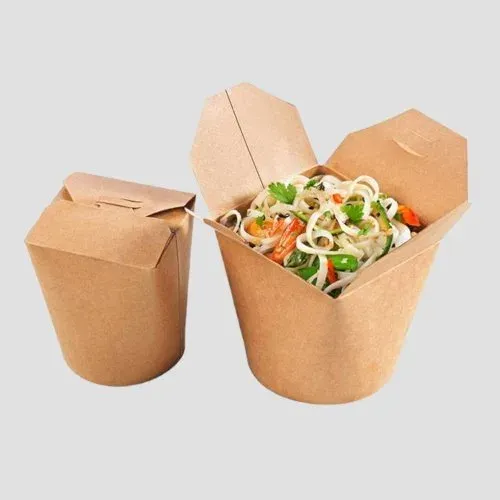 Kraft paper pasta and noodle take-out boxes