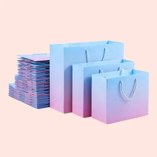 Luxury paper gift bags with ribbon handles