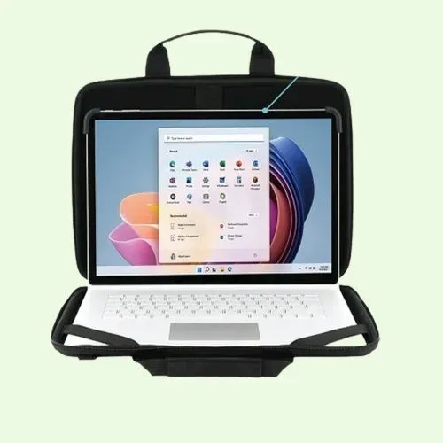 Open laptop clamshell case showing the laptop compartment
