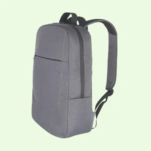 Recycled-material laptop backpack seen from the side