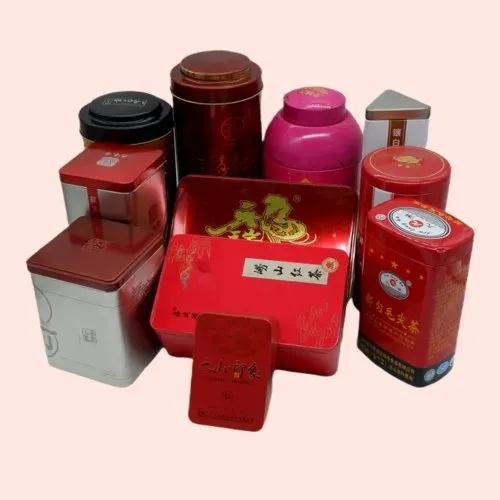 Set of printed tin boxes in several shapes