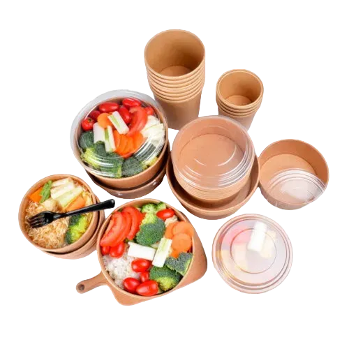 Disposable paper soup and salad bowls