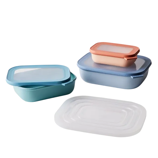 Mixed set of reusable rPET food boxes