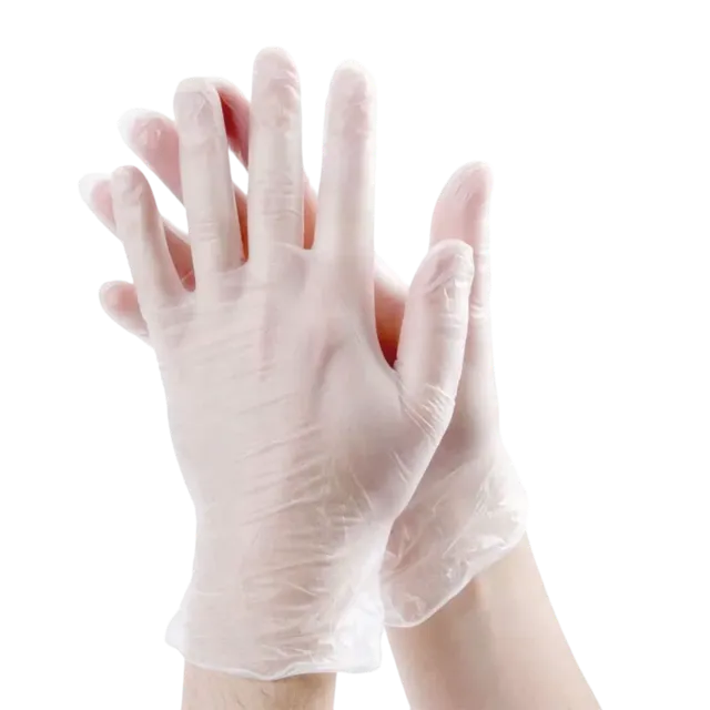 Dispenser box of powder-free vinyl food-grade gloves