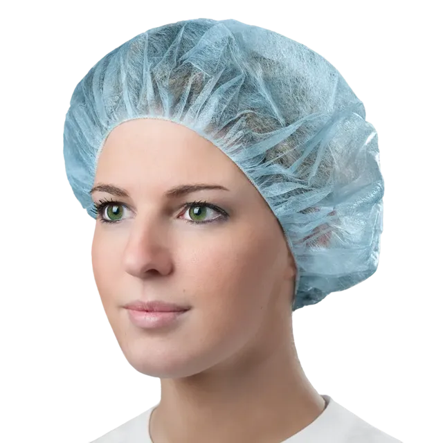 White pleated disposable bouffant cap