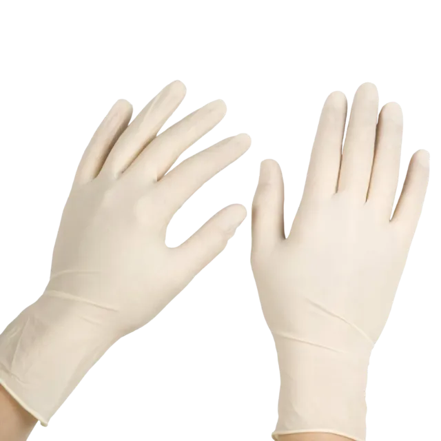 Powdered vinyl disposable gloves