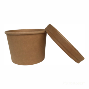 Disposable kraft paper salad bowl with lid