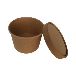Disposable kraft paper salad bowl with lid
