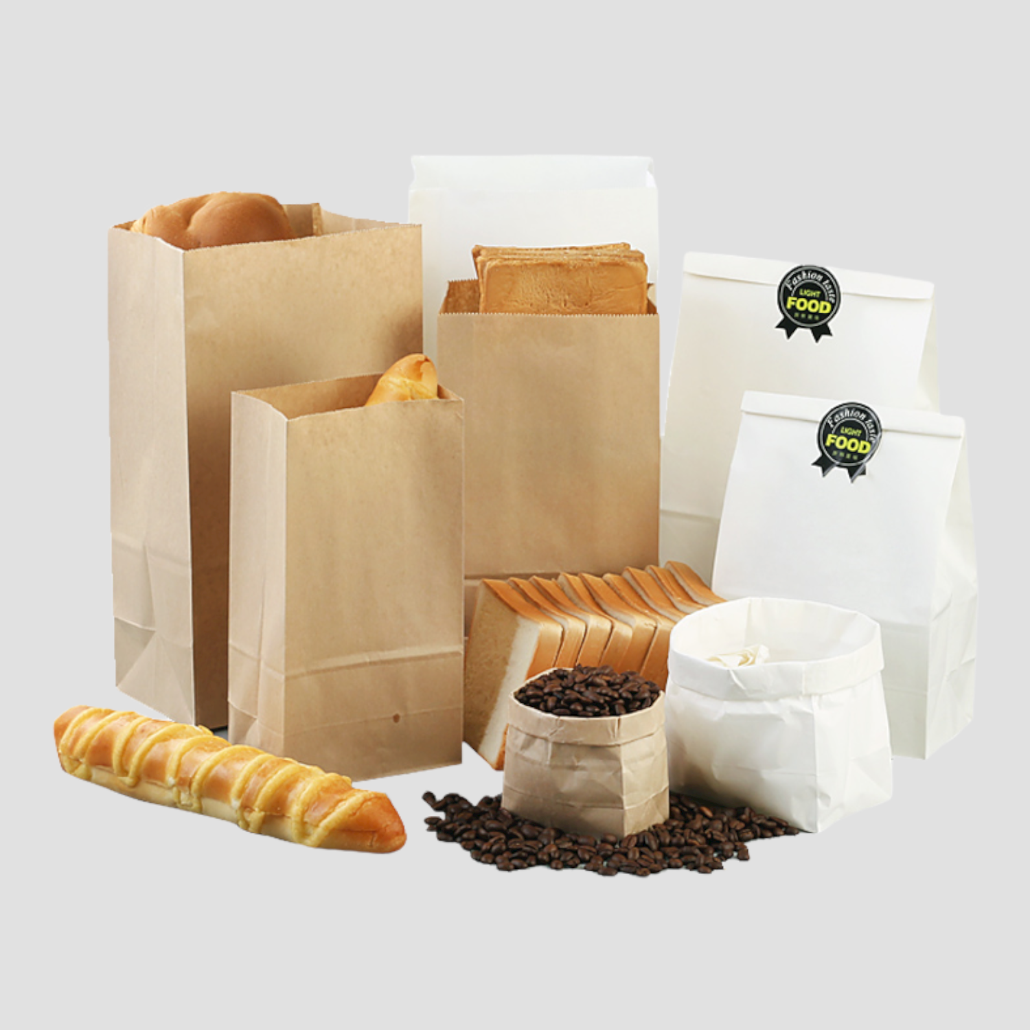 paper lunch bag with food