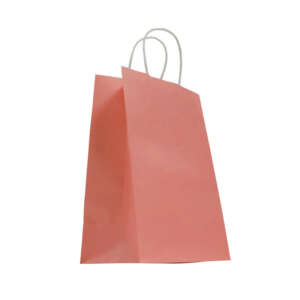 Pink kraft paper lunch bags with handles