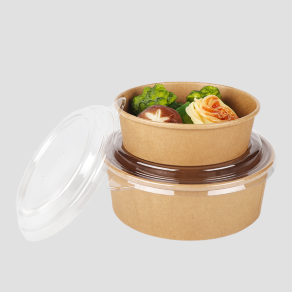 Disposable kraft paper salad bowls with lids